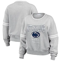 Women's WEAR by Erin Andrews Heather Gray Penn State Nittany Lions Classic Stripe Pullover Sweater