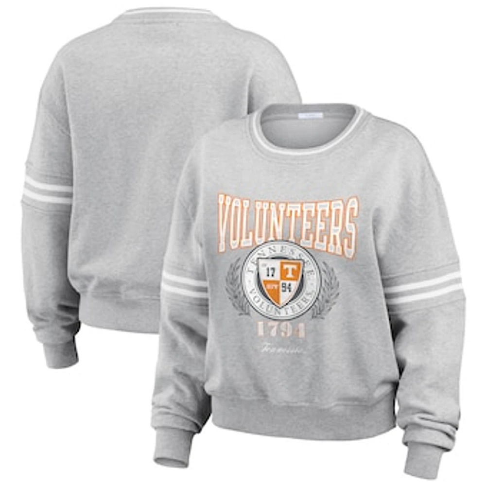 Women's WEAR by Erin Andrews Heather Gray Tennessee Volunteers Classic Stripe Pullover Sweater