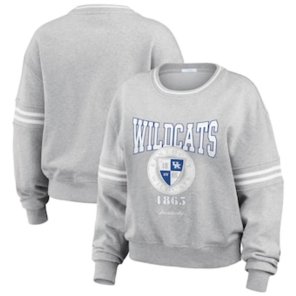 Women's WEAR by Erin Andrews Heather Gray Kentucky Wildcats Classic Stripe Pullover Sweater