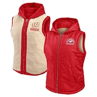 Women's WEAR by Erin Andrews Red/Cream Wisconsin Badgers Reversible Full-Zip Hoodie Vest