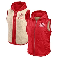 Women's WEAR by Erin Andrews Red/Cream Georgia Bulldogs Reversible Full-Zip Hoodie Vest