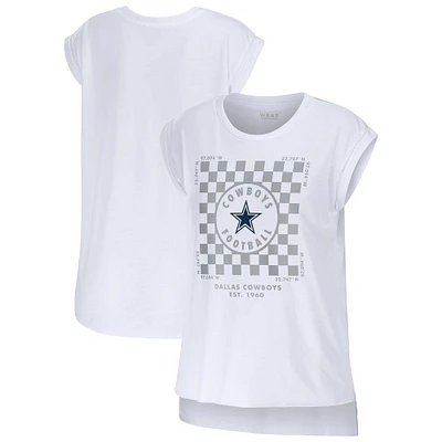 Women's WEAR by Erin Andrews White Dallas Cowboys Checker Muscle Tank Top