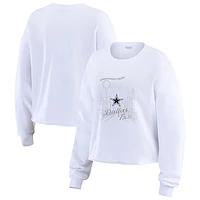 Women's WEAR by Erin Andrews White Dallas Cowboys Postcard Cropped Long Sleeve Top