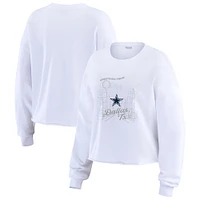 Women's WEAR by Erin Andrews White Dallas Cowboys Postcard Cropped Long Sleeve Top