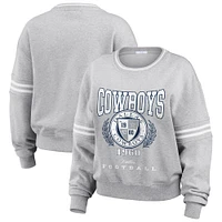 Women's WEAR by Erin Andrews Heather Gray Dallas Cowboys Cropped Pullover Sweatshirt