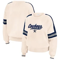 Women's WEAR by Erin Andrews  Cream Dallas Cowboys Stripe Pullover Sweater