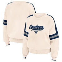 Women's WEAR by Erin Andrews  Cream Dallas Cowboys Stripe Pullover Sweater