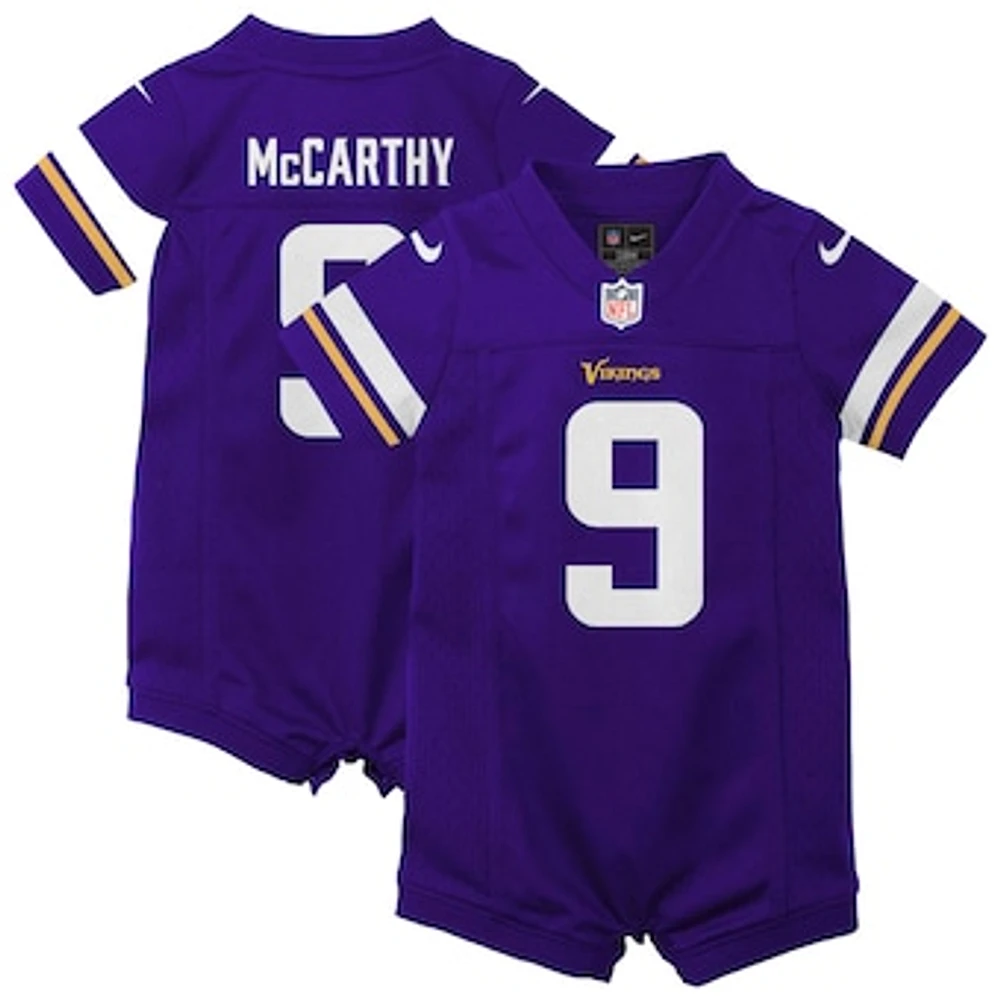 Newborn & Infant Nike J.J. McCarthy Purple Minnesota Vikings Romper Game Jersey