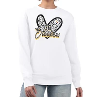 Women's G-III 4Her by Carl Banks White Pittsburgh Steelers Leopard Heart Pullover Sweatshirt