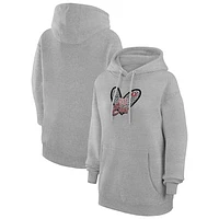 Women's G-III 4Her by Carl Banks Heather Gray Tampa Bay Buccaneers Animal Print Heart Team Graphic Fleece Tri-Blend Pullover Hoodie
