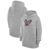 Women's G-III 4Her by Carl Banks Heather Gray Tampa Bay Buccaneers Animal Print Heart Team Graphic Fleece Tri-Blend Pullover Hoodie