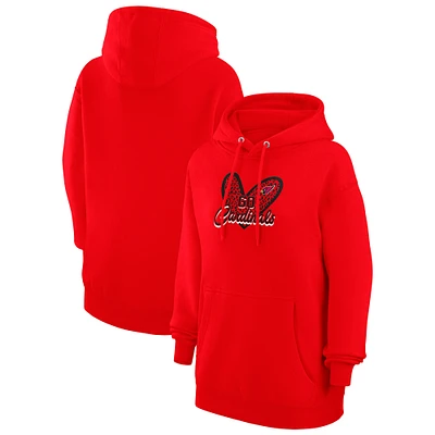 Women's G-III 4Her by Carl Banks Cardinal Arizona Cardinals Animal Print Heart Team Graphic Fleece Tri-Blend Pullover Hoodie