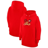 Women's G-III 4Her by Carl Banks Red Kansas City Chiefs Animal Print Heart Team Graphic Fleece Tri-Blend Pullover Hoodie