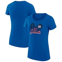 Women's G-III 4Her by Carl Banks Royal New York Giants Animal Print Heart Fitted T-Shirt