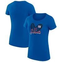 Women's G-III 4Her by Carl Banks Royal New York Giants Animal Print Heart Fitted T-Shirt