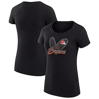 Women's G-III 4Her by Carl Banks Black Cleveland Browns Animal Print Heart Fitted T-Shirt