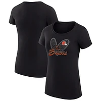 Women's G-III 4Her by Carl Banks Black Cleveland Browns Animal Print Heart Fitted T-Shirt