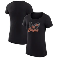 Women's G-III 4Her by Carl Banks Black Cincinnati Bengals Animal Print Heart Fitted T-Shirt