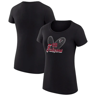 Women's G-III 4Her by Carl Banks Black Atlanta Falcons Animal Print Heart Fitted T-Shirt