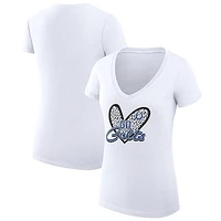Women's G-III 4Her by Carl Banks White Indianapolis Colts Leopard Heart Fitted V-Neck T-Shirt