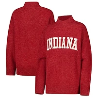 Women's Crimson Indiana Hoosiers Oversized Varsity Mock Neck Pullover Sweater