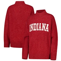 Women's Crimson Indiana Hoosiers Oversized Varsity Mock Neck Pullover Sweater