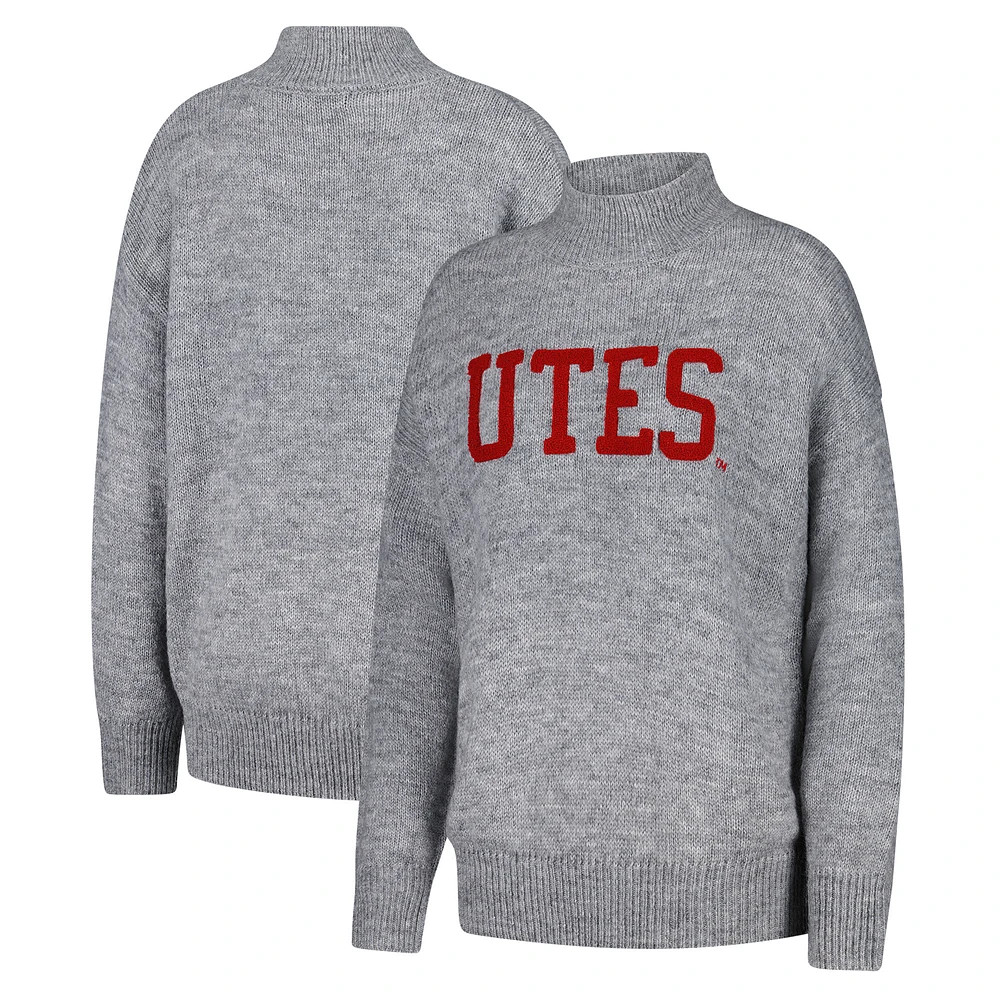 Women's Gameday Social  Gray Utah Utes Oversized Varsity Sweater