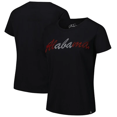 Women's Black Alabama Crimson Tide Hand Sewn Beaded Script T-Shirt