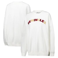 Women's Gameday Social  White Florida State Seminoles Oversized Charlie Rainbow Chenille Arch Pullover Sweatshirt