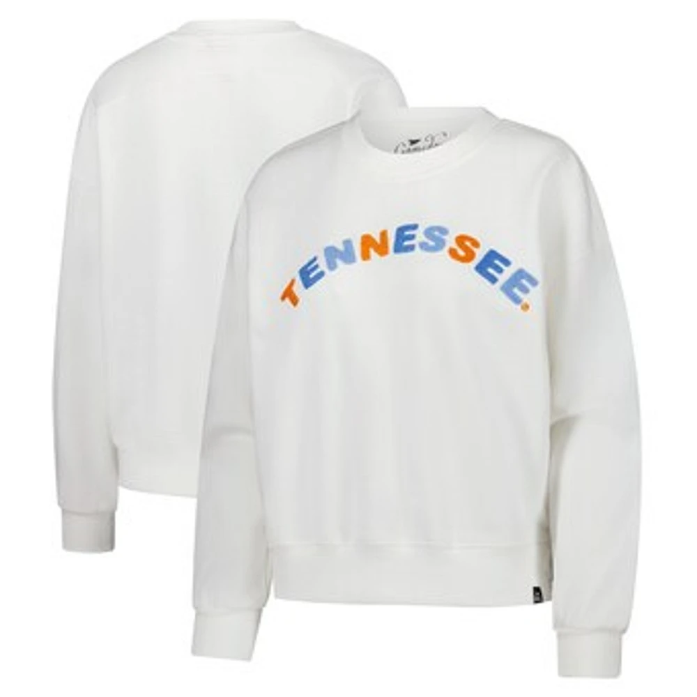 Women's Gameday Social  White Tennessee Volunteers Charlie Rainbow Chenille Arch Pullover Sweatshirt