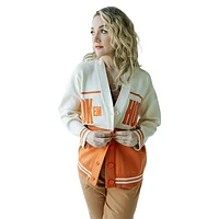 Women's Gameday Social  Texas Orange/Cream Longhorns Woven Carley Retro Button-Up Cardigan