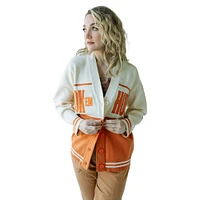 Women's Gameday Social  Texas Orange/Cream Longhorns Woven Carley Retro Button-Up Cardigan