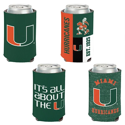 WinCraft Miami Hurricanes 4-Pack 12oz. Can Cooler Set