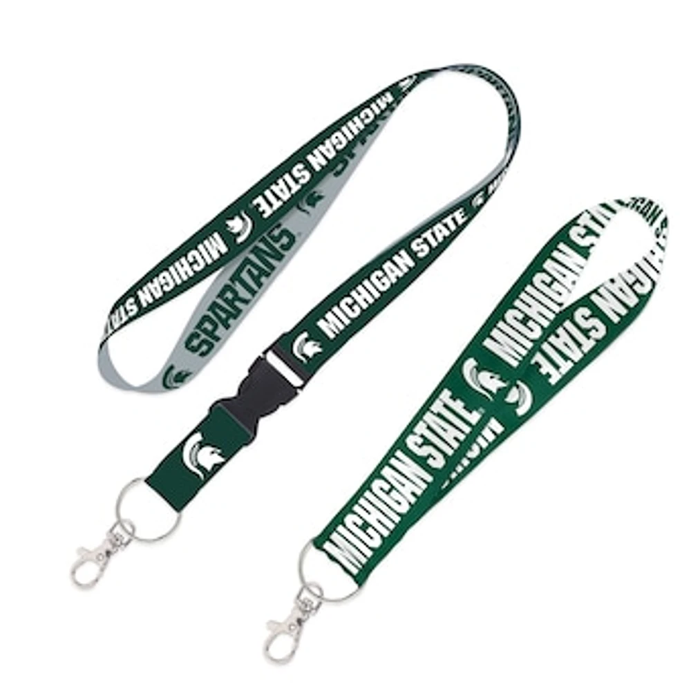 WinCraft Michigan State Spartans 2-Pack Lanyard with Detachable Buckle & Key Strap Set