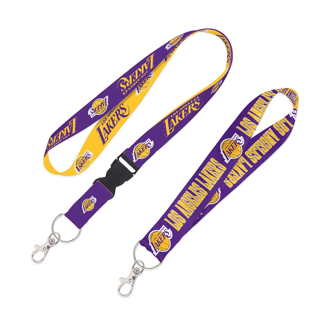 WinCraft Los Angeles Lakers 2-Pack Lanyard with Detachable Buckle & Key Strap Set