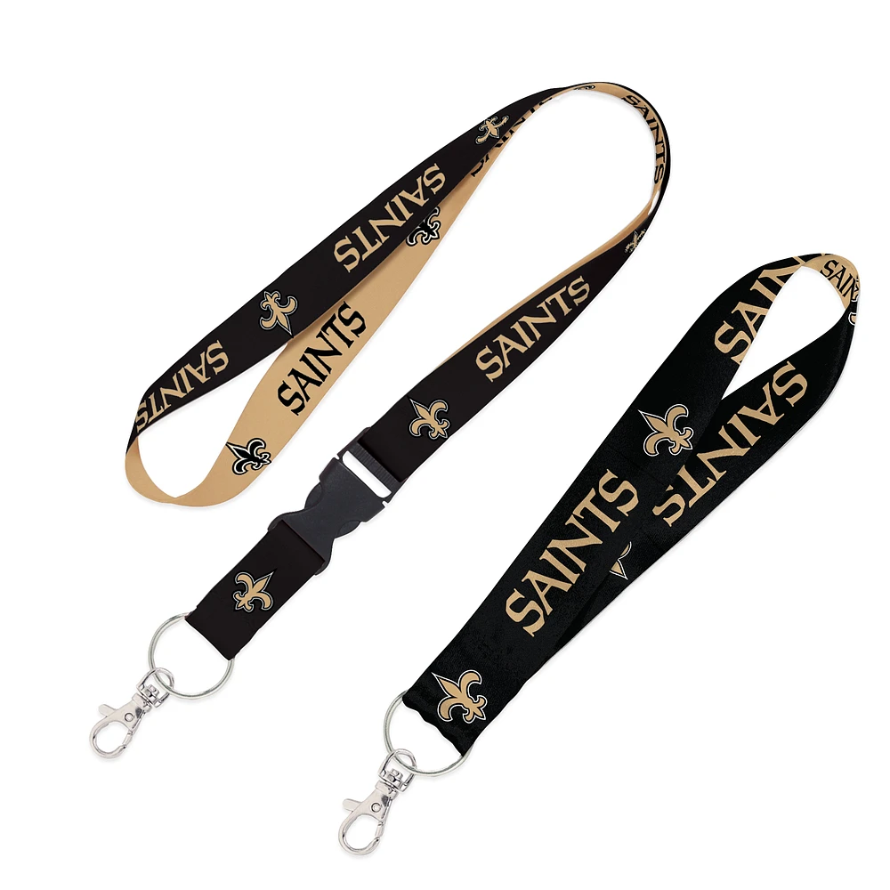 WinCraft New Orleans Saints 2-Pack Lanyard with Detachable Buckle & Key Strap Set