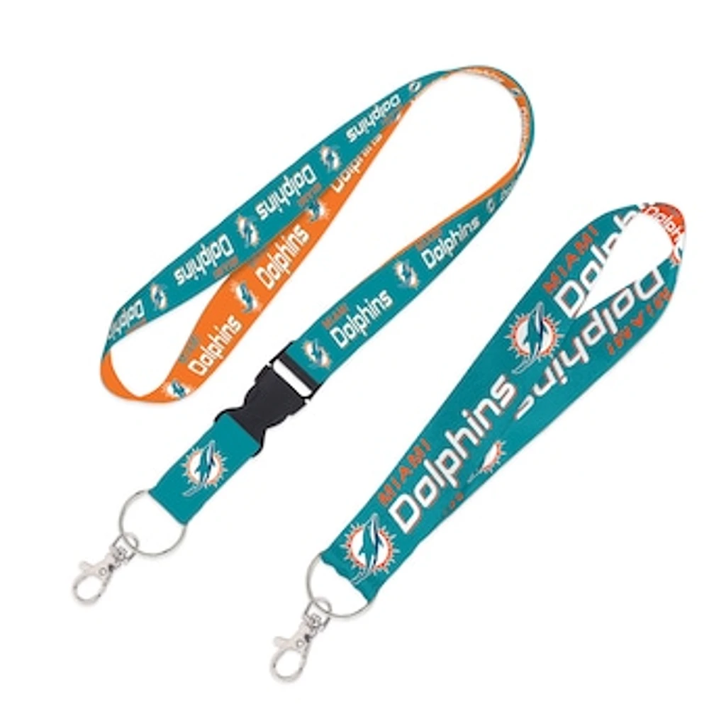 WinCraft Miami Dolphins 2-Pack Lanyard with Detachable Buckle & Key Strap Set