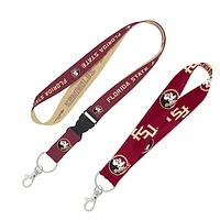 WinCraft Florida State Seminoles 2-Pack Lanyard with Detachable Buckle & Key Strap Set