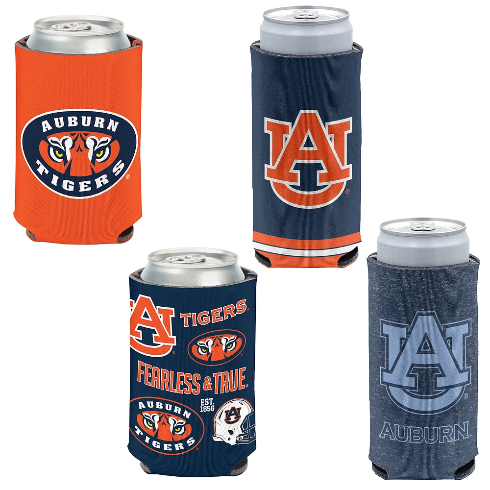 WinCraft Auburn Tigers 4-Pack 12oz. Can & Slim Can Cooler Set