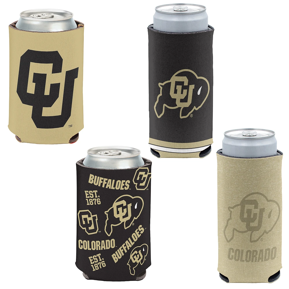 WinCraft Colorado Buffaloes 4-Pack 12oz. Can & Slim Can Cooler Set