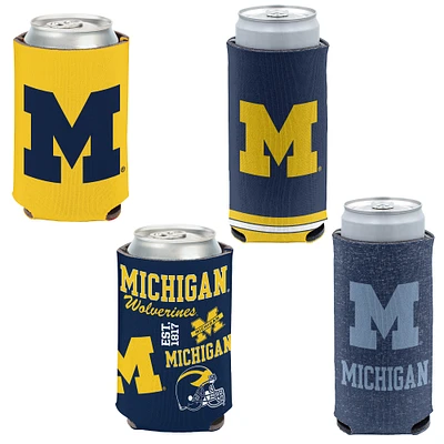 WinCraft Michigan Wolverines 4-Pack 12oz. Can & Slim Can Cooler Set