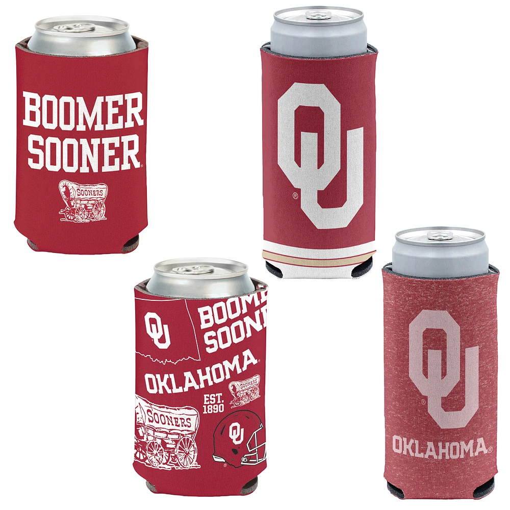 WinCraft Oklahoma Sooners 4-Pack 12oz. Can & Slim Can Cooler Set