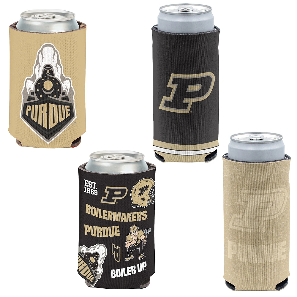 WinCraft Purdue Boilermakers 4-Pack 12oz. Can & Slim Can Cooler Set