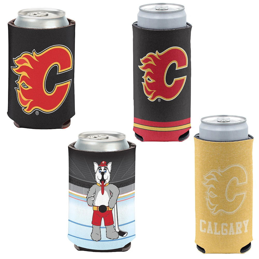 WinCraft Calgary Flames 4-Pack 12oz. Can & Slim Can Cooler Set