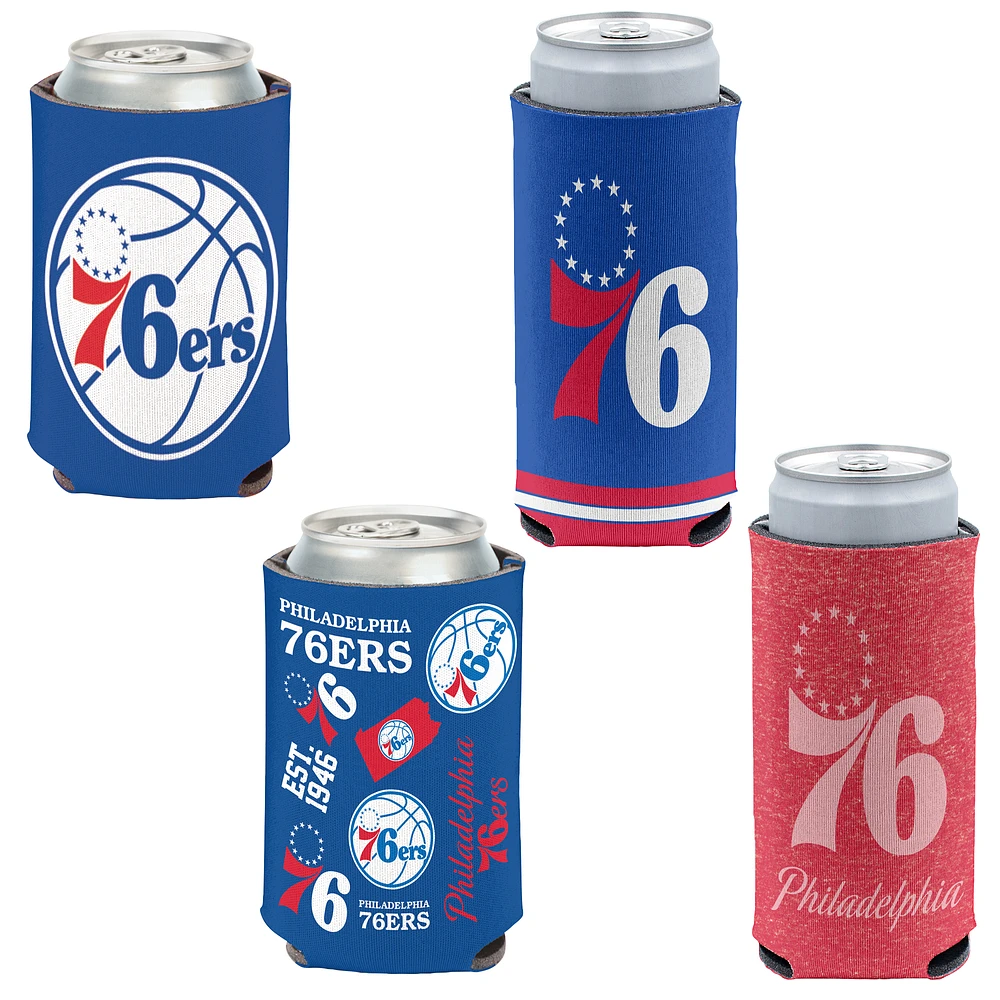 WinCraft Philadelphia 76ers 4-Pack 12oz. Can & Slim Can Cooler Set