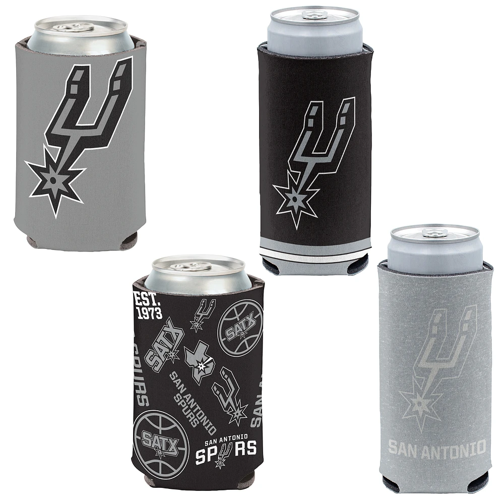 WinCraft San Antonio Spurs 4-Pack 12oz. Can & Slim Can Cooler Set