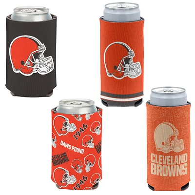 WinCraft Cleveland Browns 4-Pack 12oz. Can & Slim Can Cooler Set