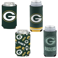 WinCraft Green Bay Packers 4-Pack 12oz. Can & Slim Can Cooler Set