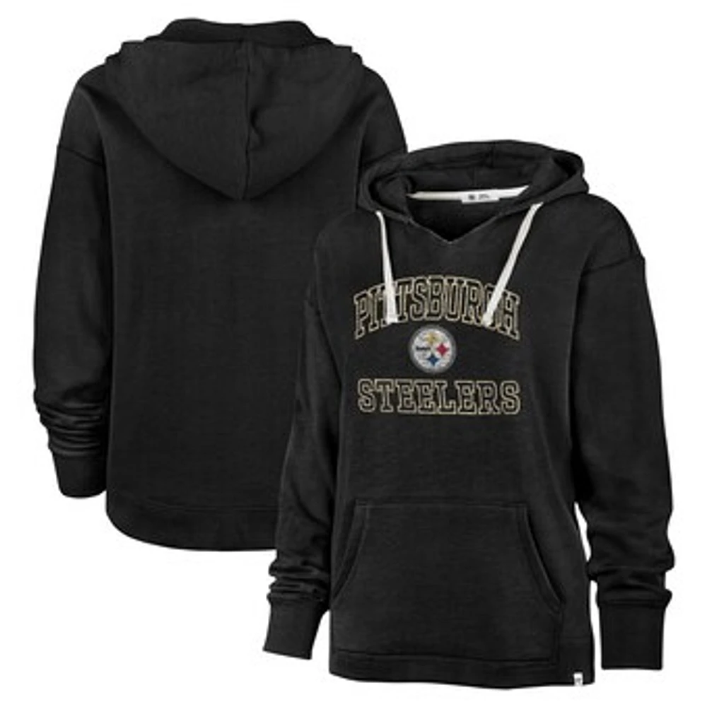 Women's '47 Black Pittsburgh Steelers Clarity Kennedy Pullover Hoodie