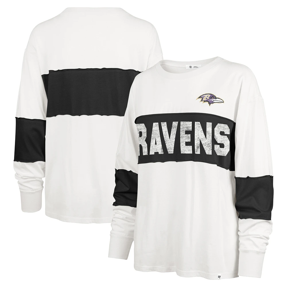 Women's '47 Cream Baltimore Ravens Clubhouse Pride Taylor Long Sleeve T-Shirt